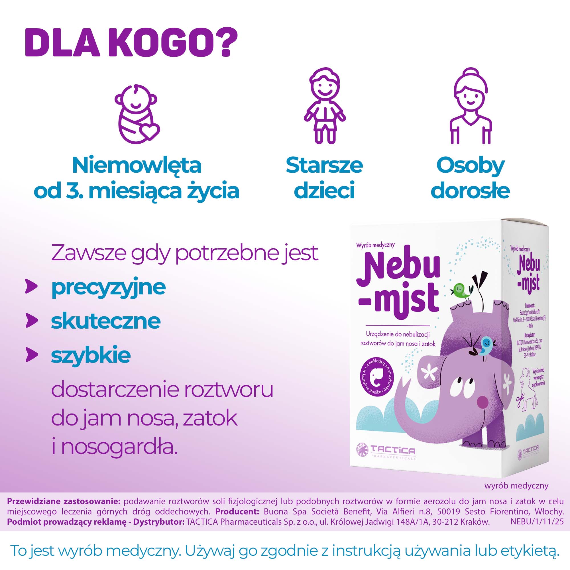 Nebu-Mist, urządzenie do nebulizacji roztworów do jam nosa i zatok, 1 sztuka