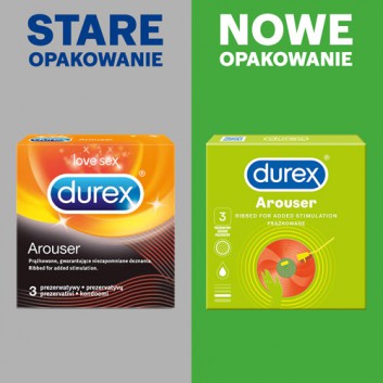 DUREX AROUSER Prezerwatywy nawilżane i prążkowane, 3 sztuki