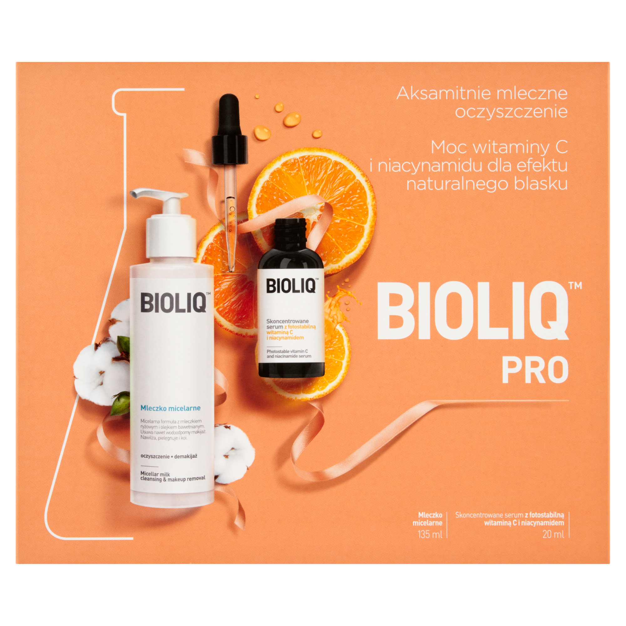 Bioliq Pro Zestaw Mleczko micelarne, 135 ml + Skoncentrowane Serum z fotostabilną witaminą C i niacynamidem, 20 ml zdjęcie