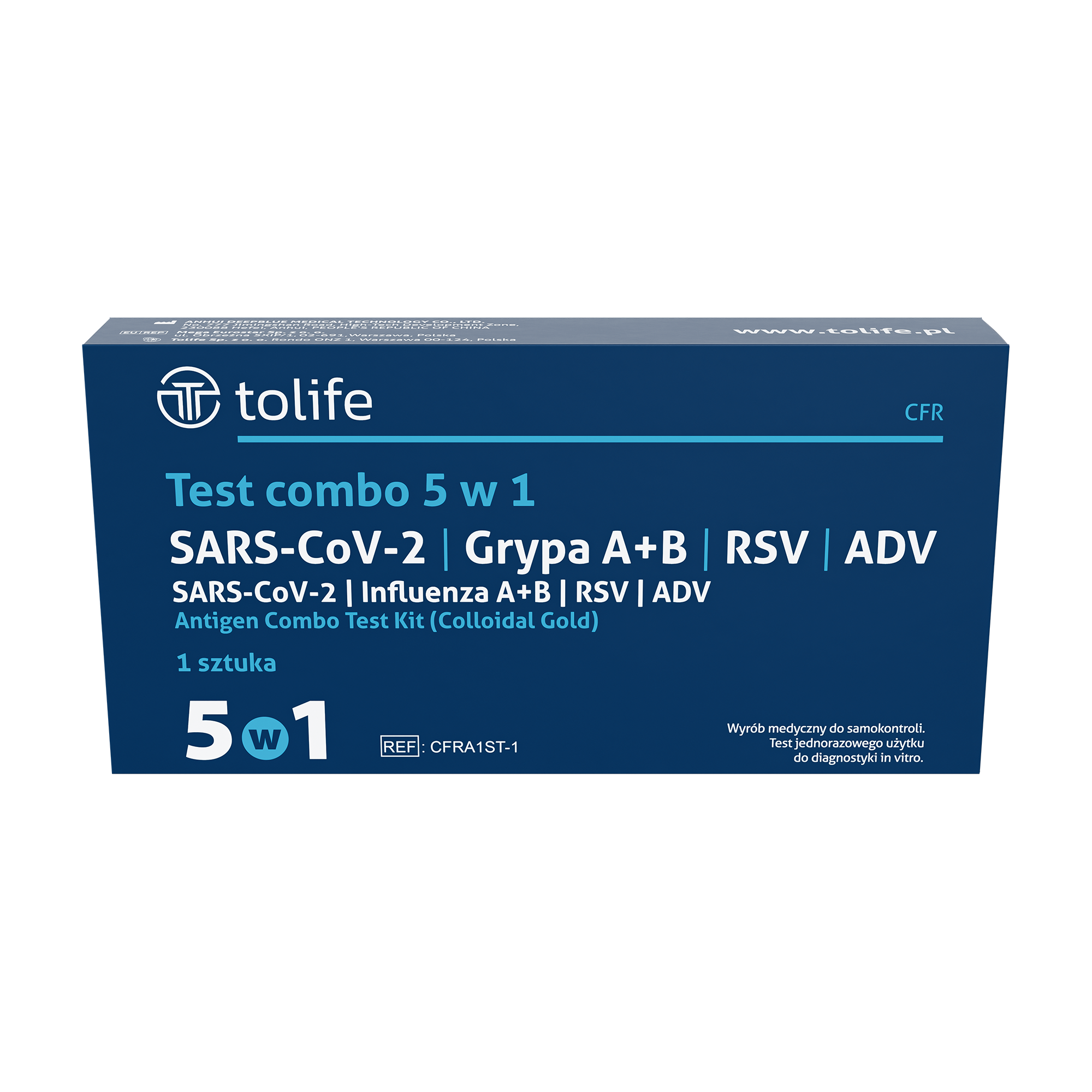 Test 5w1, combo test: SARS-CoV-2 & grypa A+B & RSV & ADV, 1 sztuka zdjęcie
