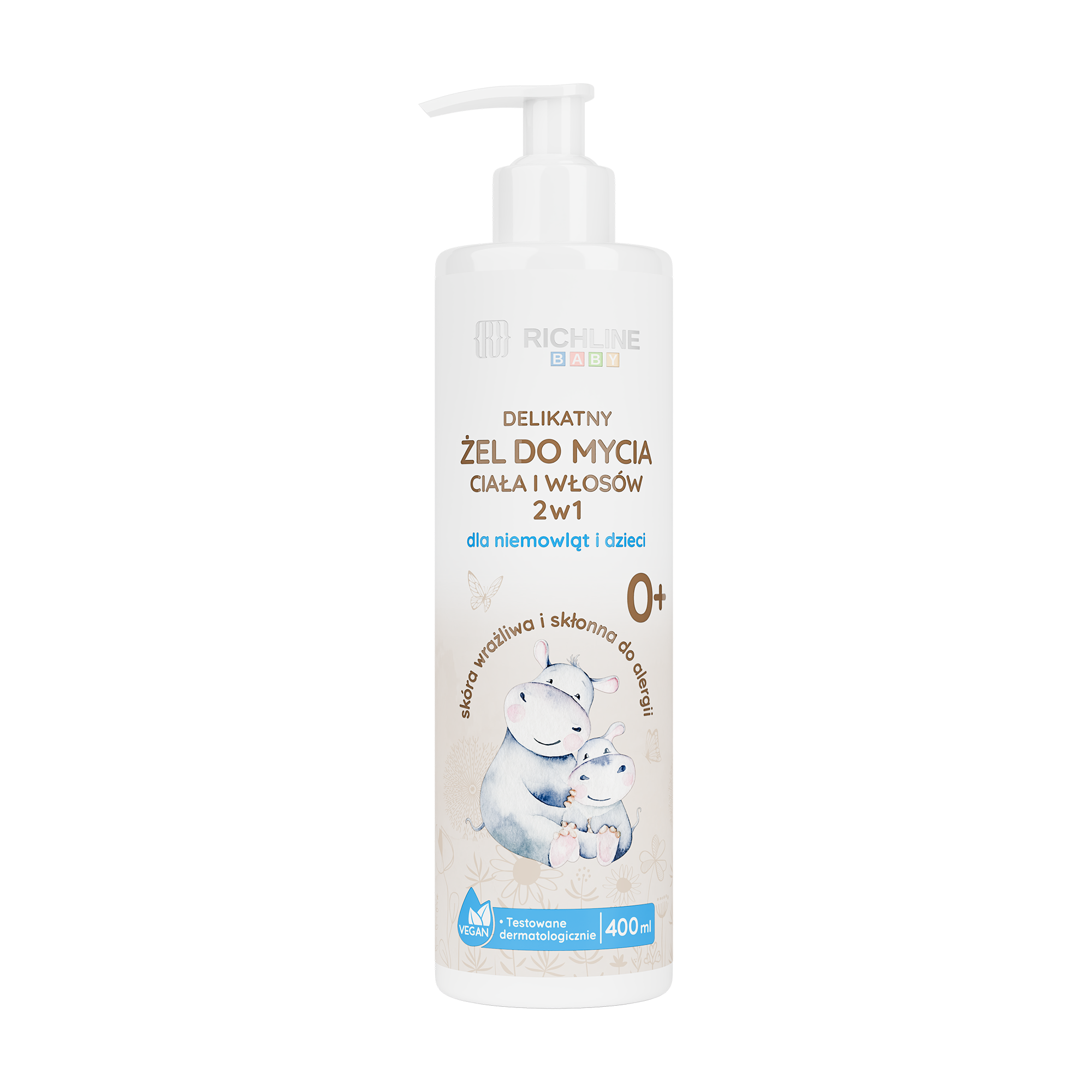 Richline Baby Delikatny żel do mycia ciała i włosów 2w1, 400 ml