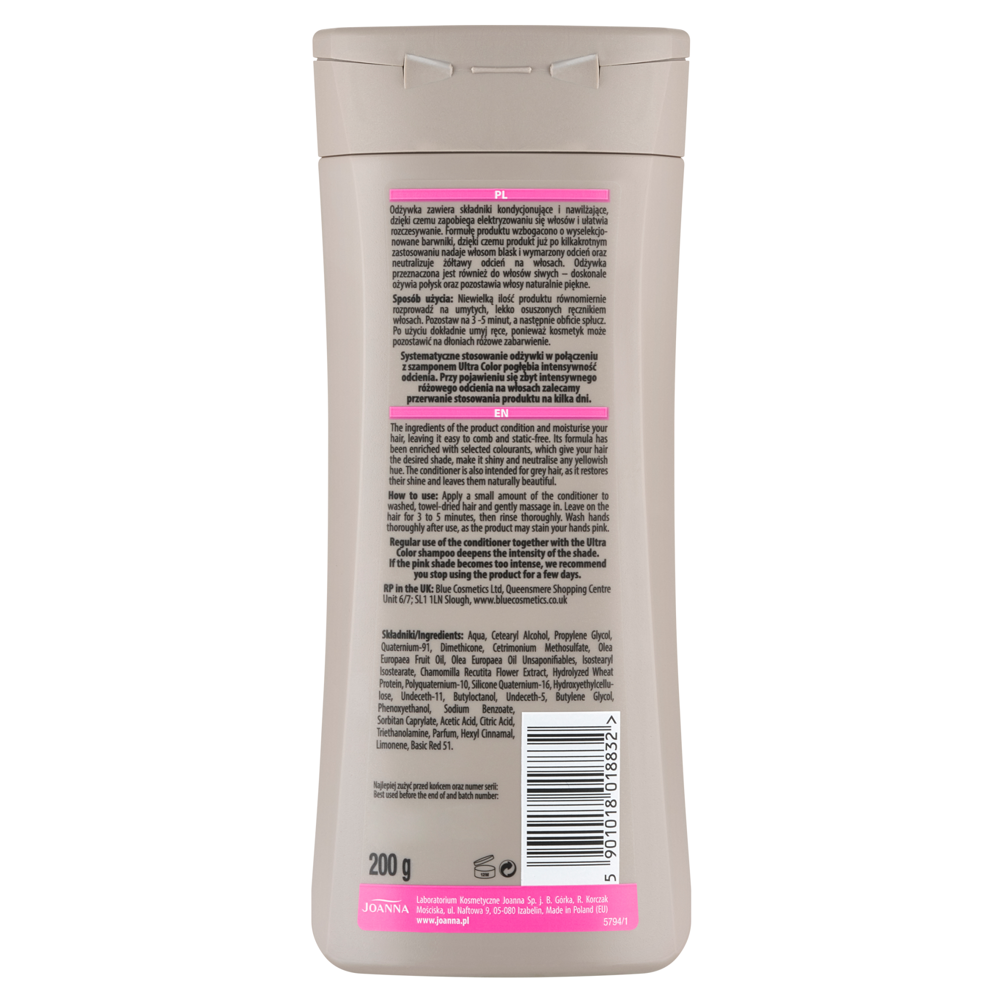 Joanna Ultra Color Odżywka różowy Blond, 200 g