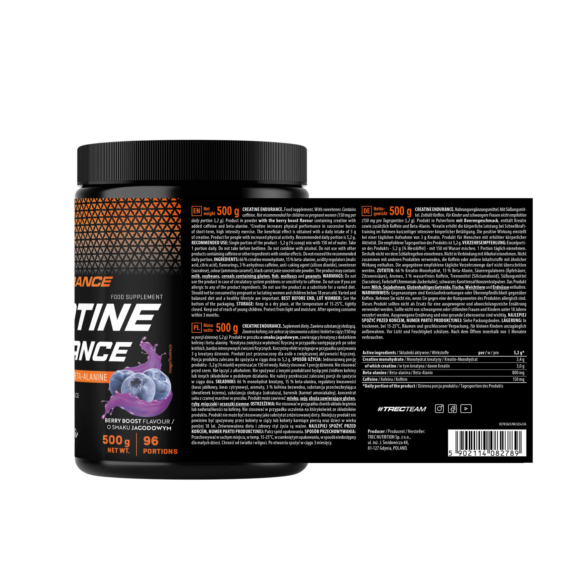 Trec Endurance Creatine Berry Boost, proszek, 500 g