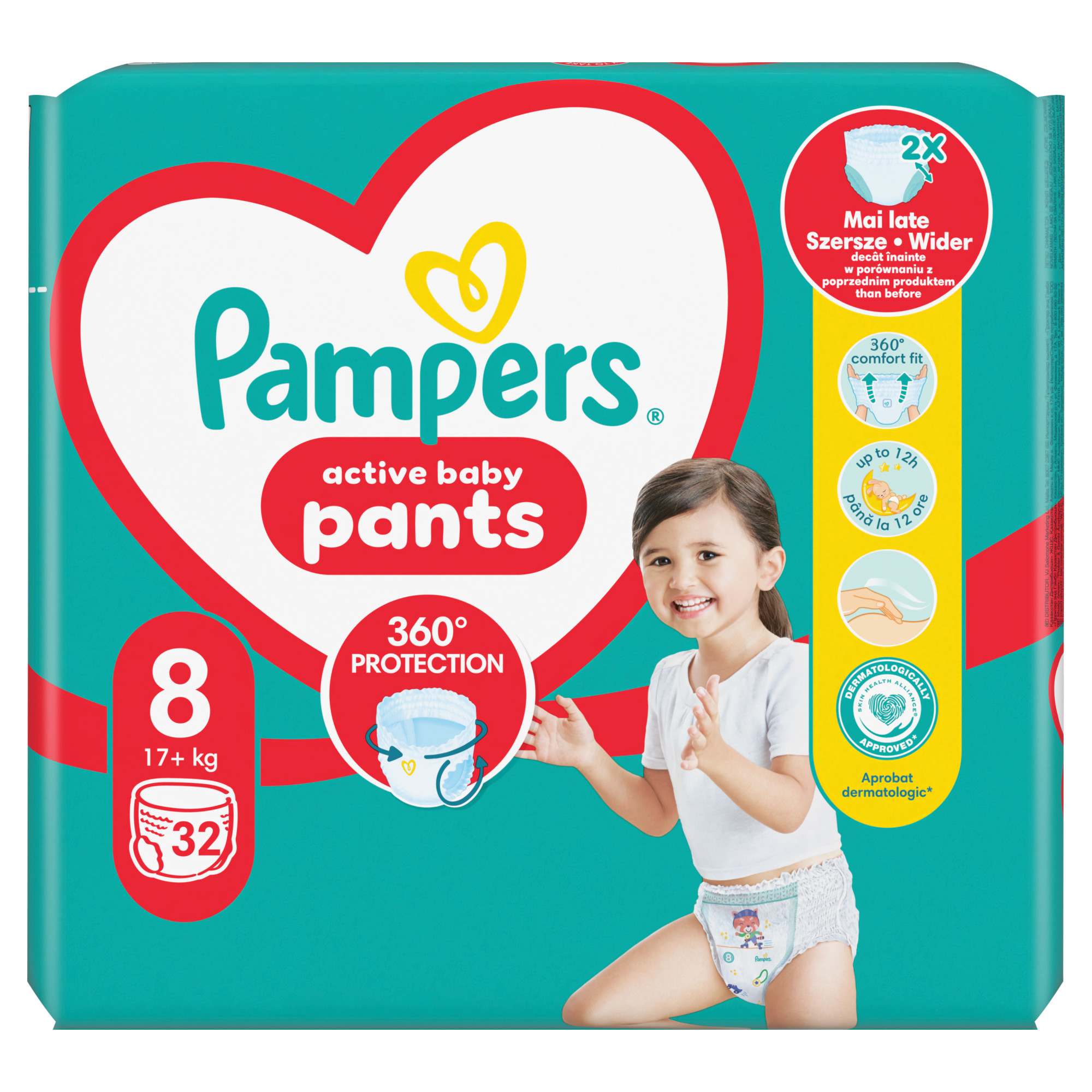 Pampers Active Baby, Pieluchomajtki rozmiar 8, 17 kg, 32 sztuki zdjęcie