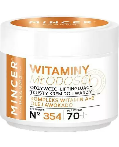 Mincer Pharma Witaminy Młodości N354 odżywczo-liftingujący tłusty krem do twarzy 70+ 50 ml zdjęcie