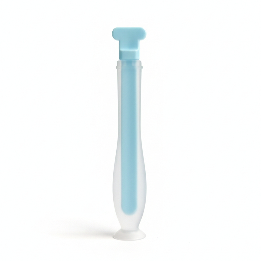 Bocioland, silikonowa szczoteczka do zębów w kształcie U niebieska, 1 sztuka