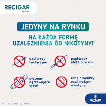 Recigar 1,5 mg, leczenie uzależnienia od nikotyny, tabletki, 100 sztuk