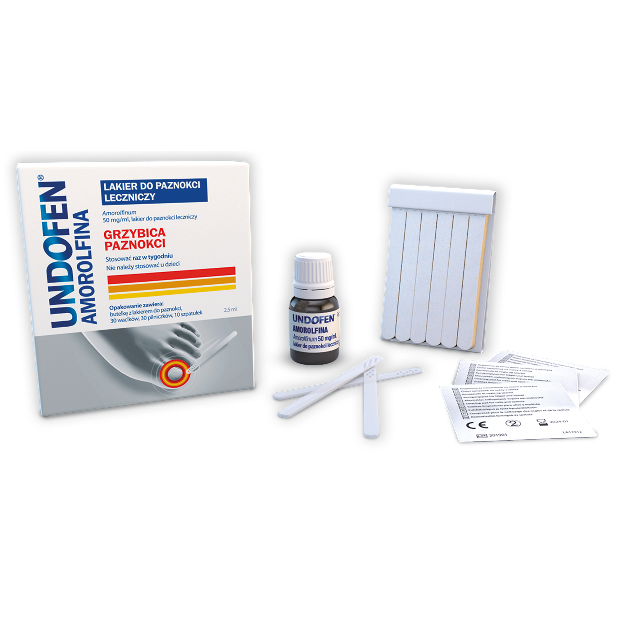 Undofen Amorolfina, 50 mg/ml, lakier do paznokci leczniczy, 2,5 ml
