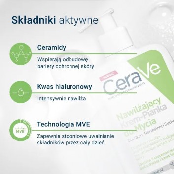 CeraVe, nawilżający krem-pianka do mycia, 473 ml