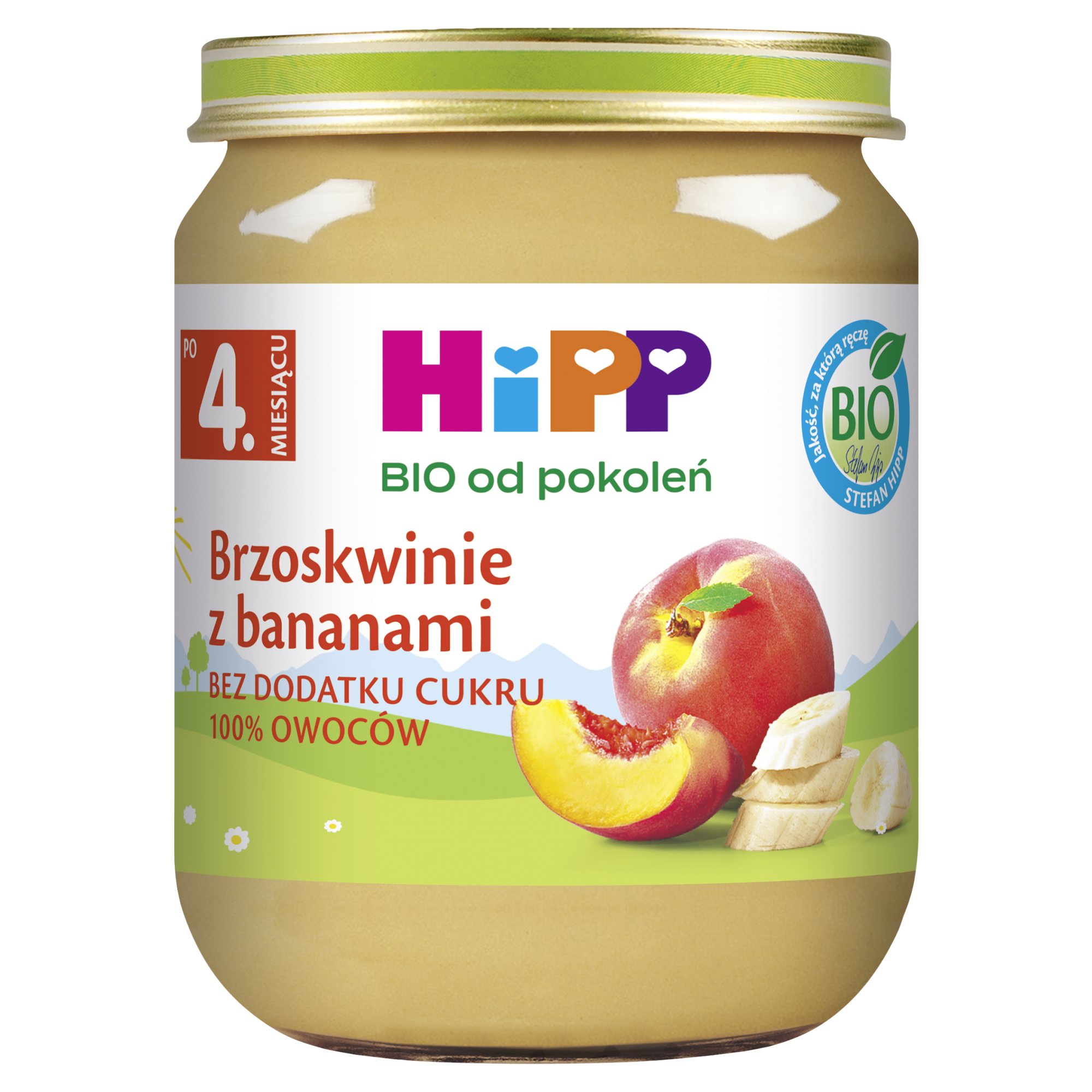 HiPP BIO od pokoleń, Brzoskwinie z bananami, po 4. m-cu, 125 g zdjęcie