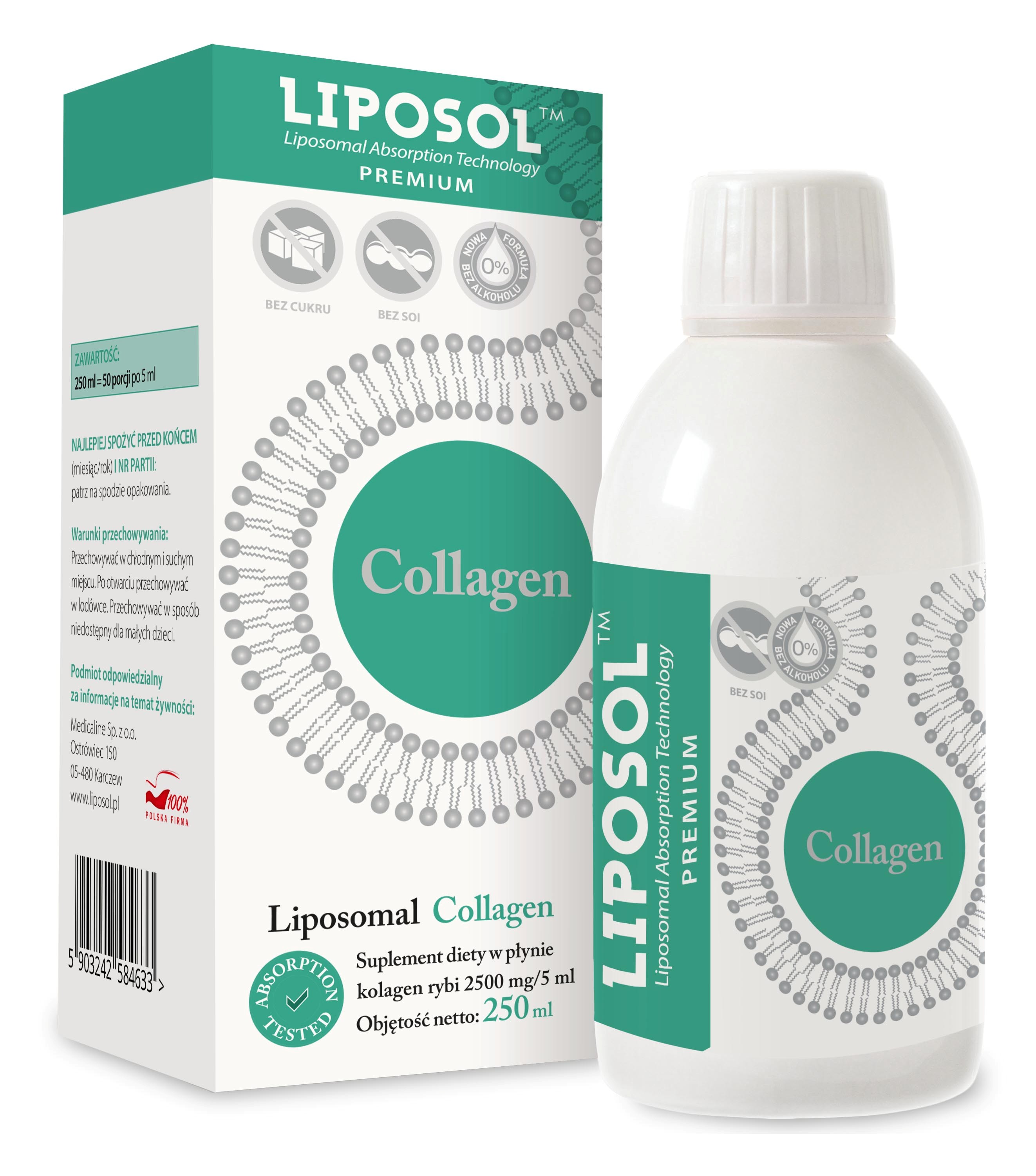 Liposol, Liposomalny Collagen rybi, 5g/10ml, 250 ml zdjęcie