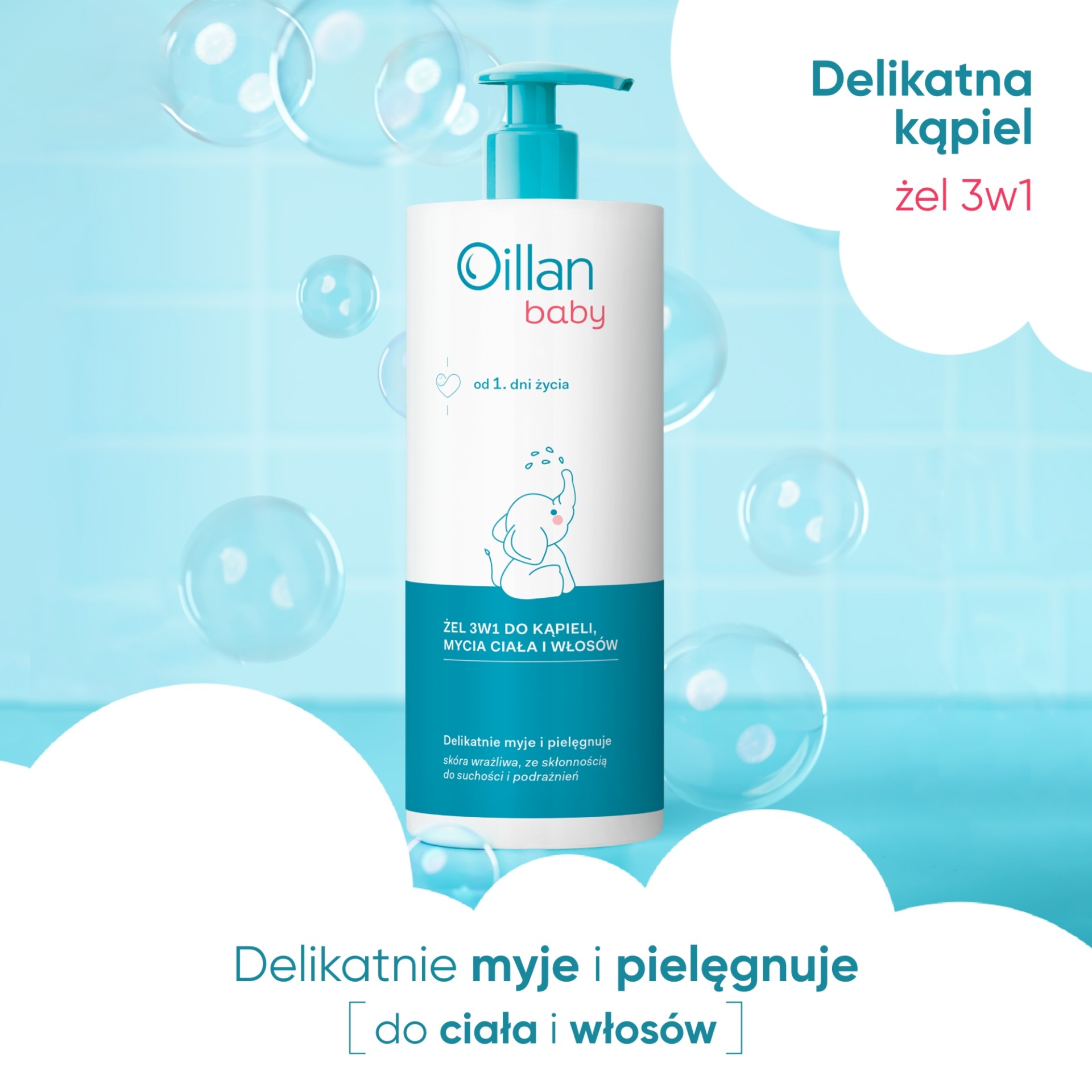Oillan Baby żel 3w1 do kąpieli, mycia ciała i włosów, 750 ml