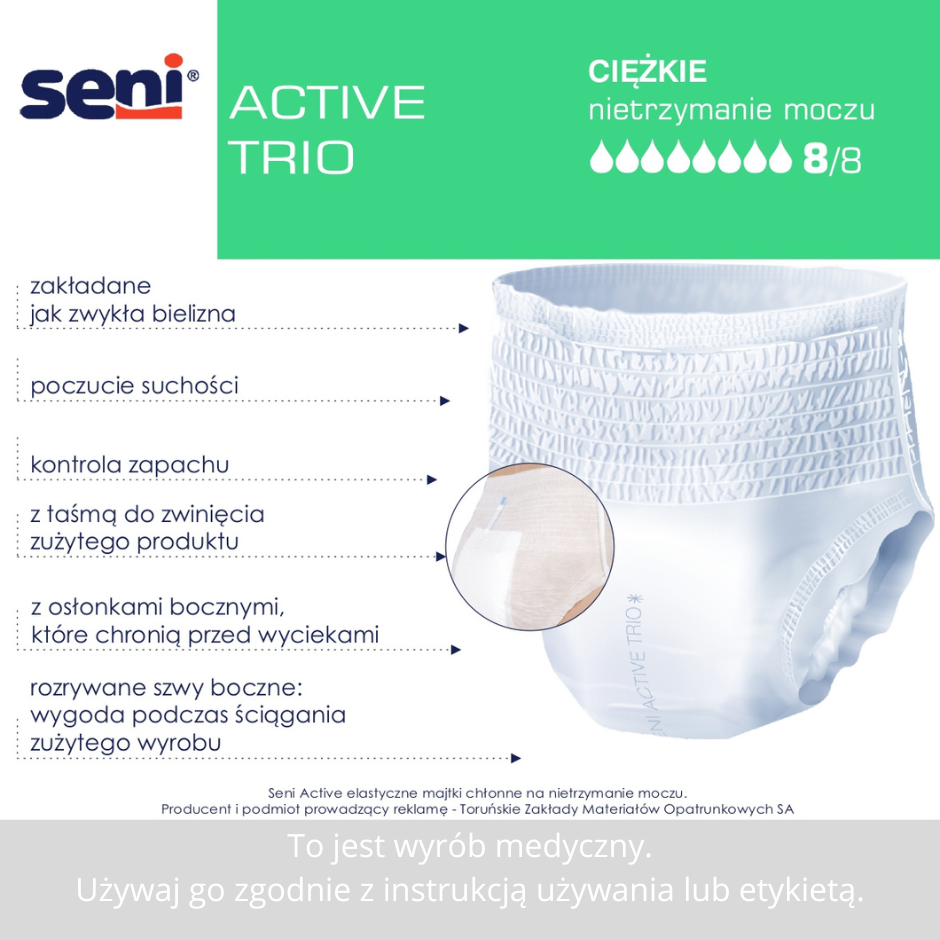 Seni Active Trio M elastyczne majtki chłonne 10 sztuk