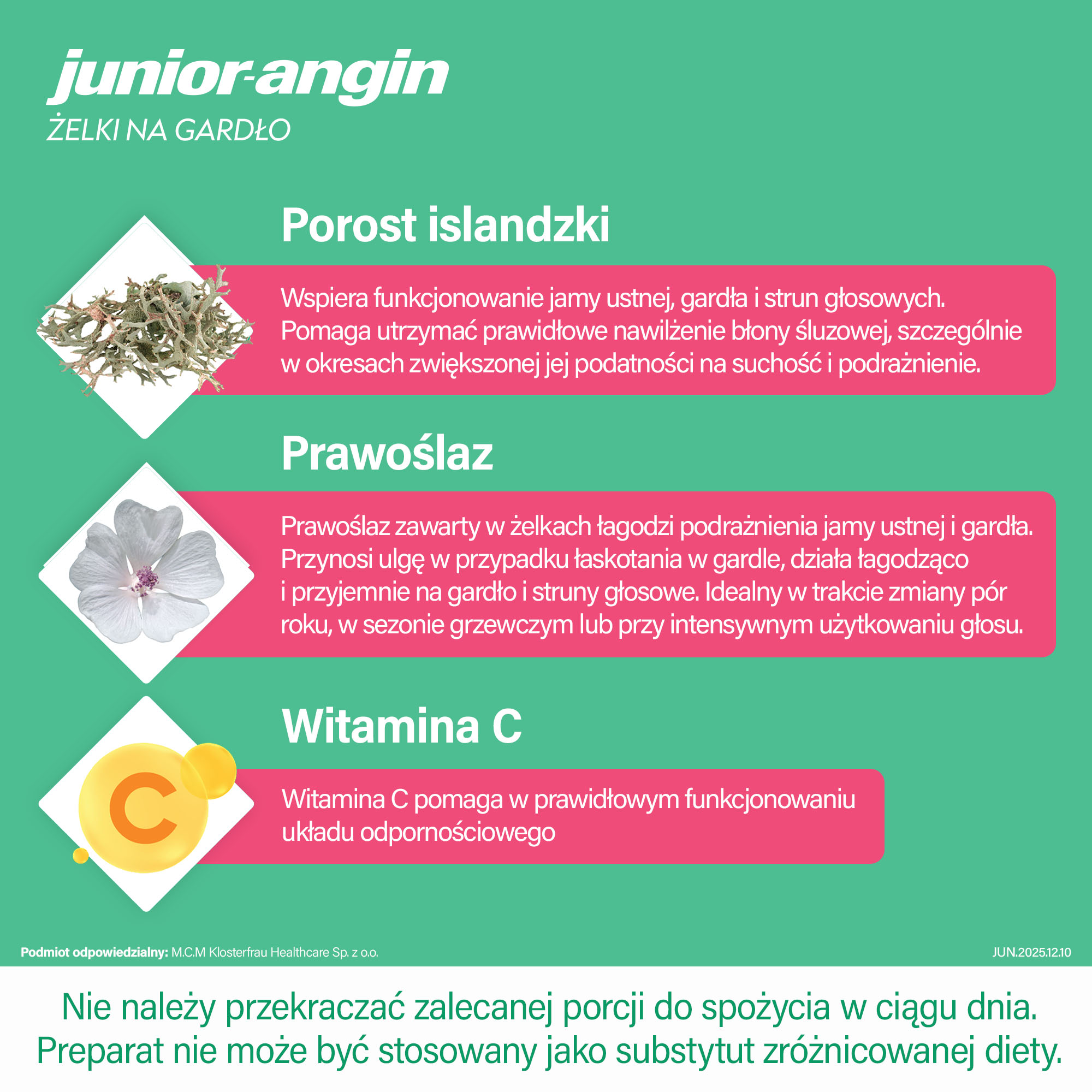 Junior-angin, żelki na gardło, 30 sztuk