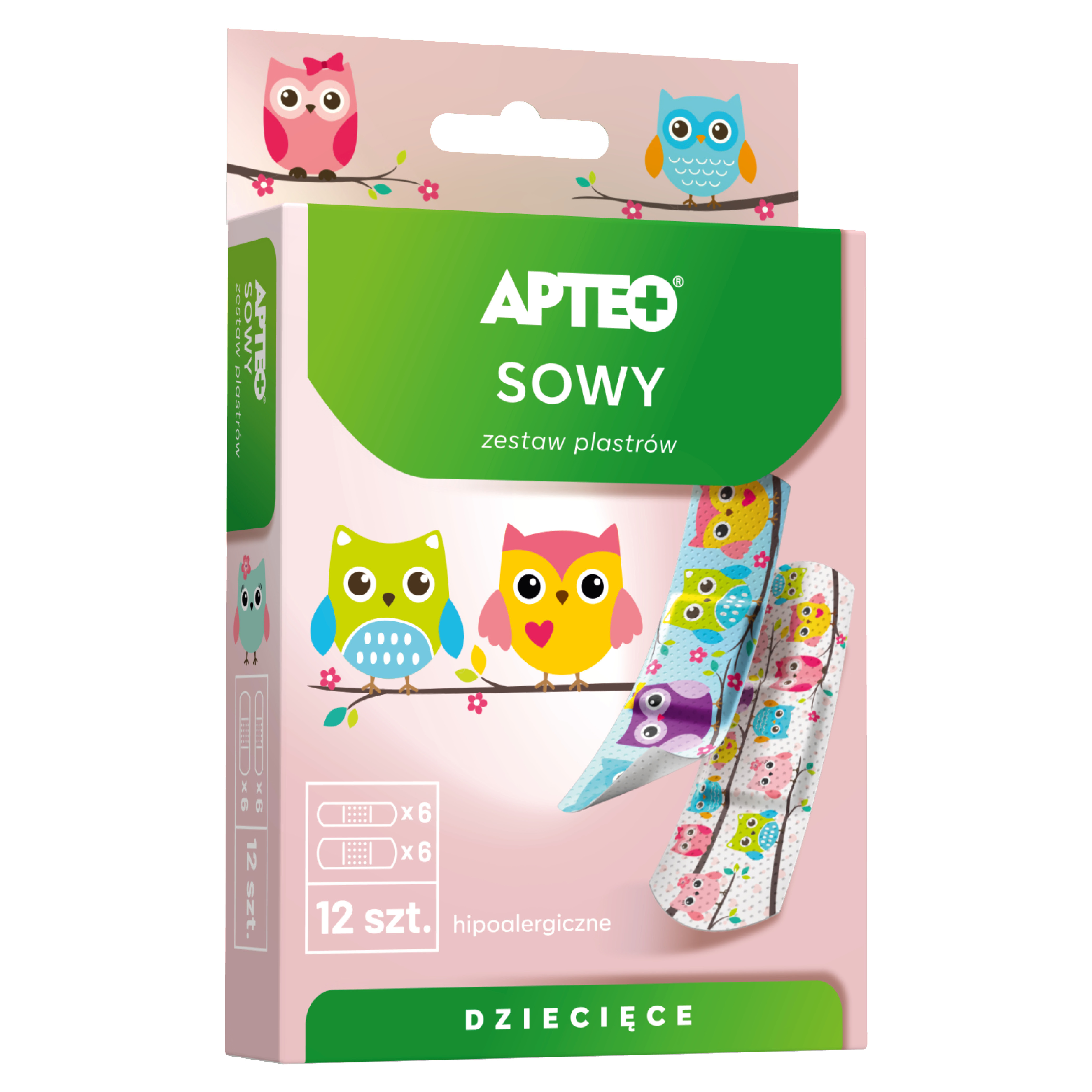 Apteo plastry dla dzieci sowy 12 sztuk zdjęcie