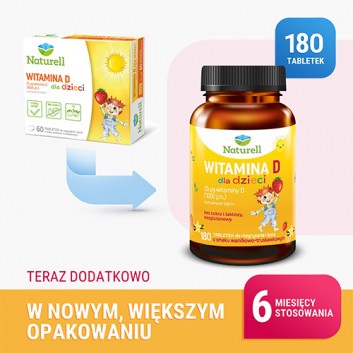 Naturell Witamina D dla dzieci, tabletki, 180 sztuk