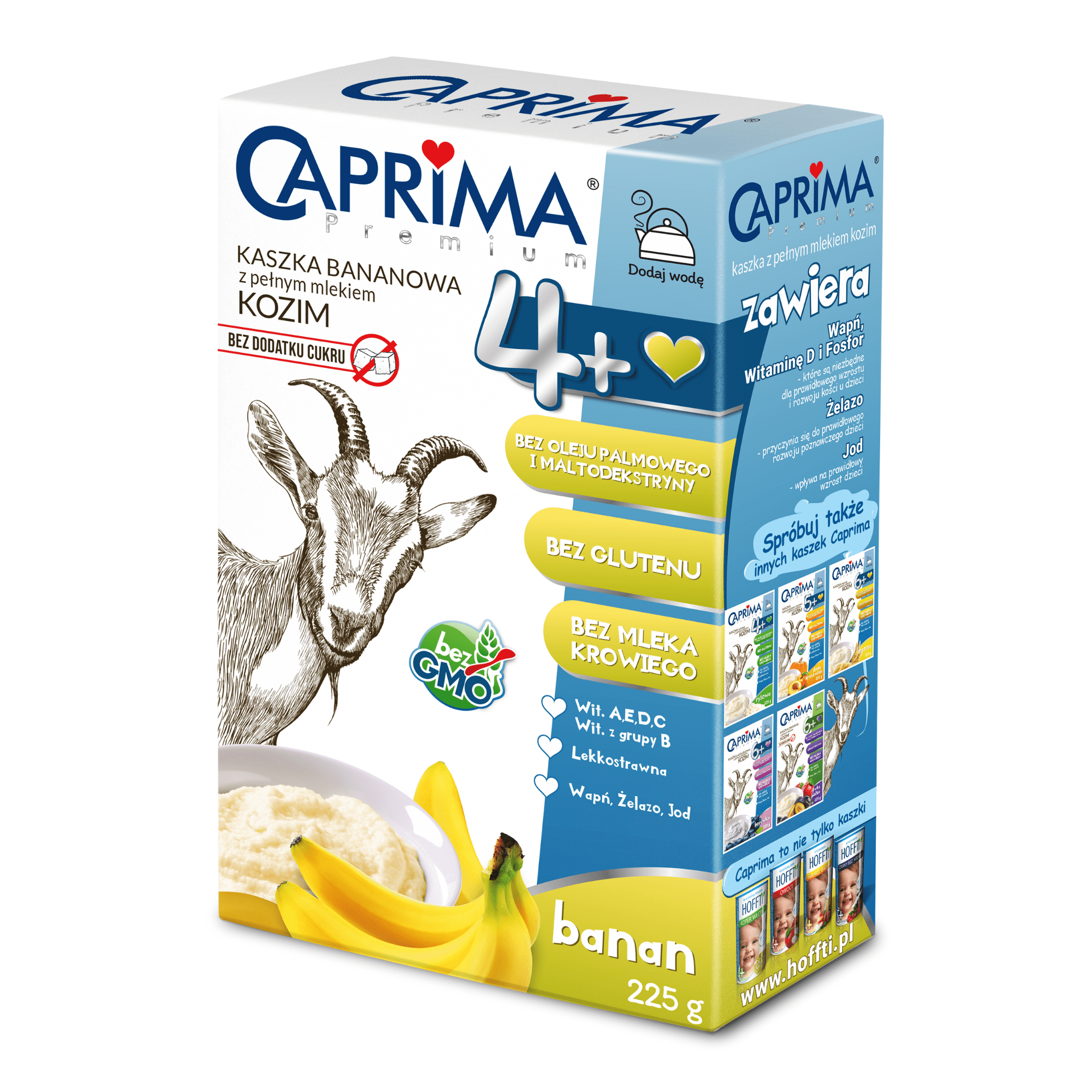 CAPRIMA PREMIUM Kaszka kukurydziano-ryżowa z bananem 4+, 225 g - cena, stosowanie, opinie zdjęcie