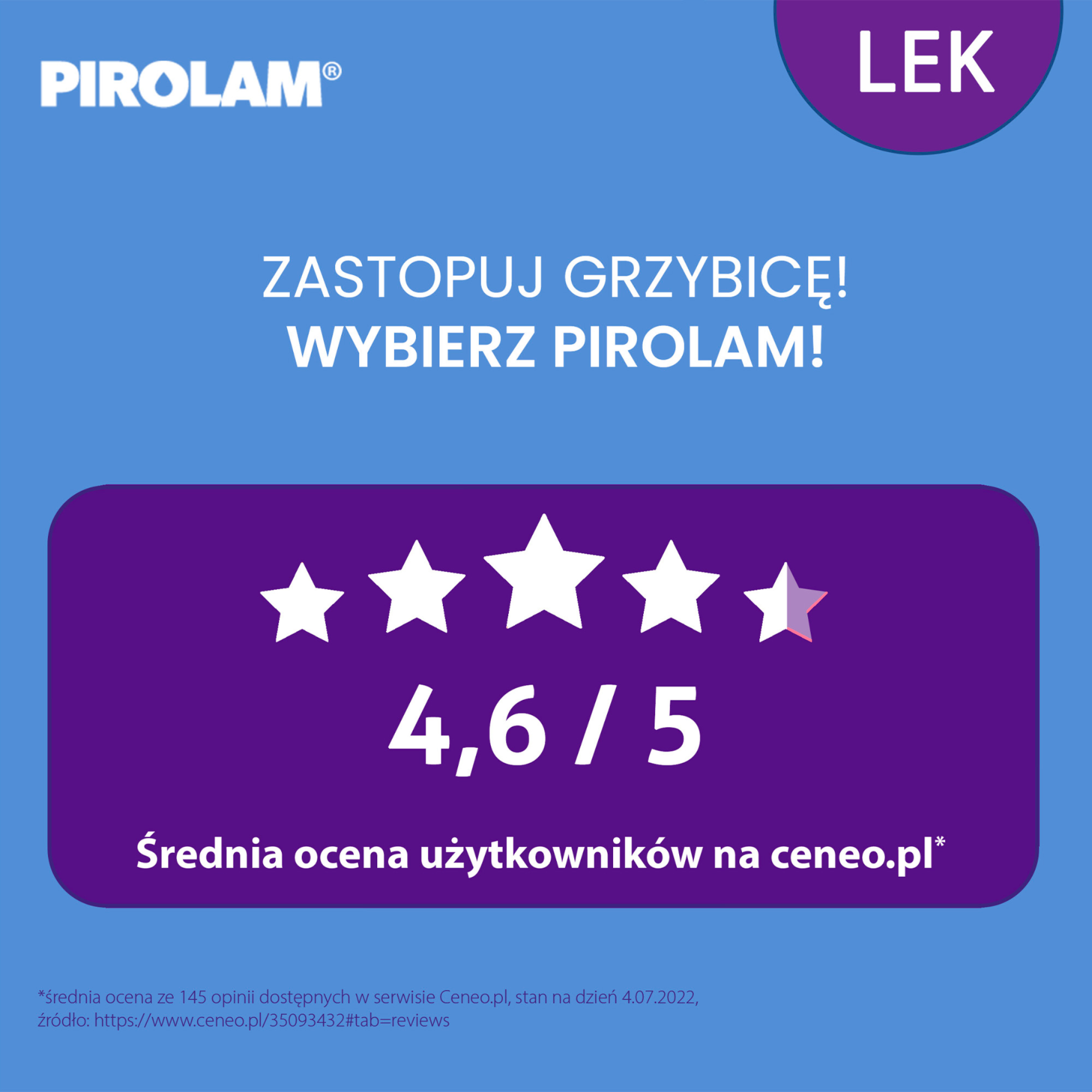 PIROLAM 1% Żel na grzybicę skóry - 20 g - cena, opinie, wskazania