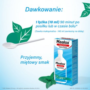 MAALOX Zawiesina doustna, na zgagę i nadkwaśność, 250 ml