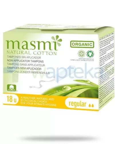 Masmi Regular tampony organiczne bez aplikatora 100% bawełny organicznej 18 sztuk zdjęcie