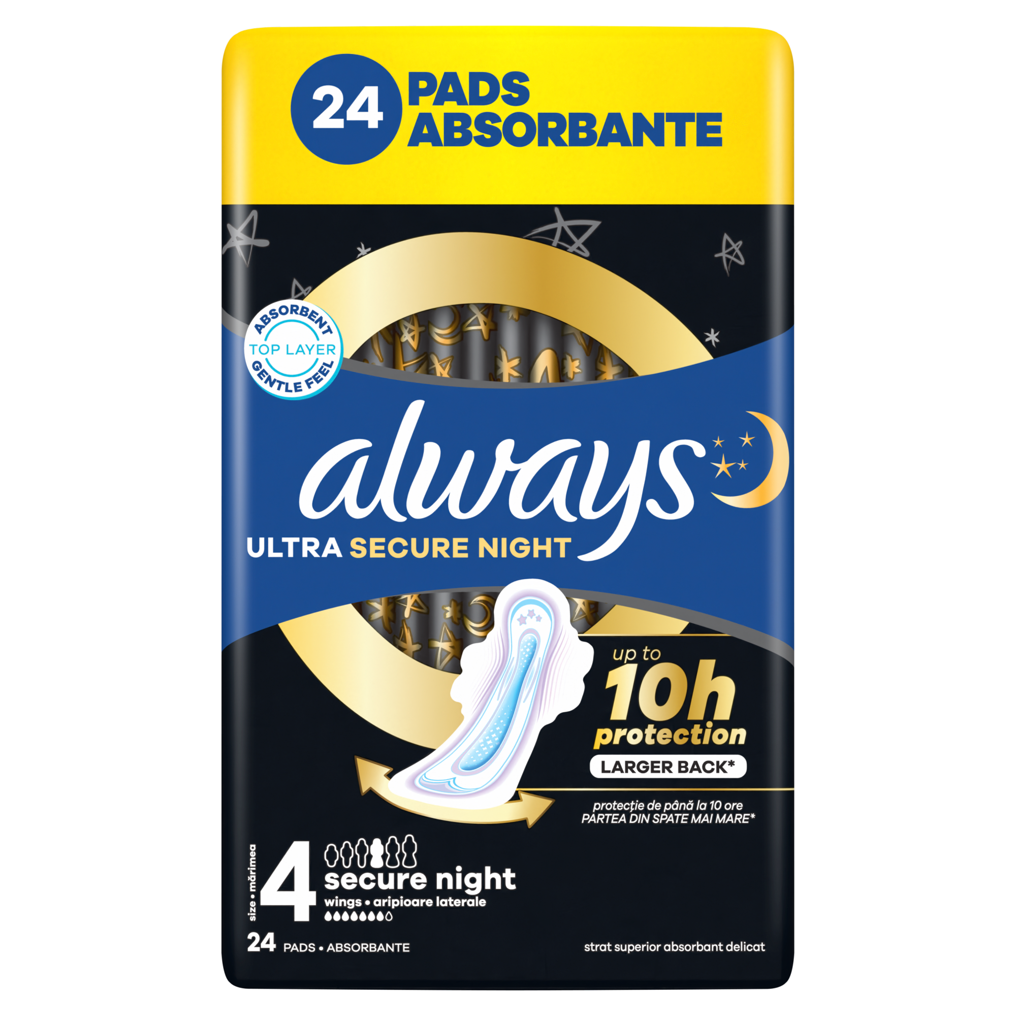 Always Ultra Secure Night Podpaski ze skrzydełkami rozmiar 4, 24 sztuki zdjęcie