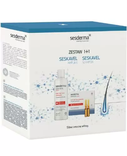 Sesderma Seskavel szampon przeciw wypadaniu włosów 200 ml + ampułki przeciw wypadaniu włosów 12 x 8 ml [ZESTAW] zdjęcie