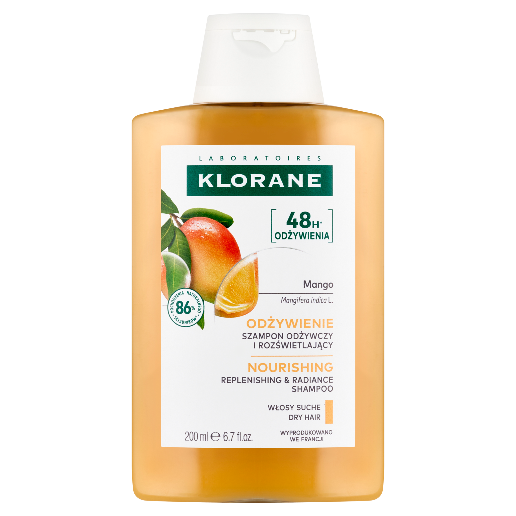 Klorane Odżywienie - Włosy suche szampon z mango - 200 ml - cena, opinie, stosowanie zdjęcie