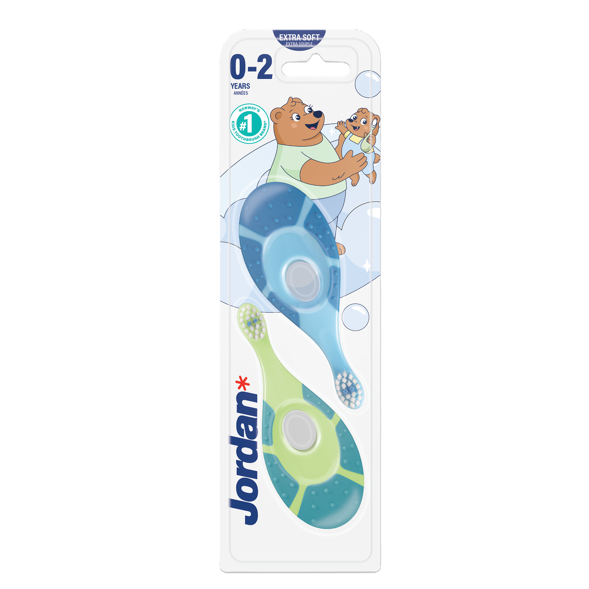 Jordan Step By Step Szczoteczka dla dzieci 0-2 lata Extra Soft,  2 sztuki
