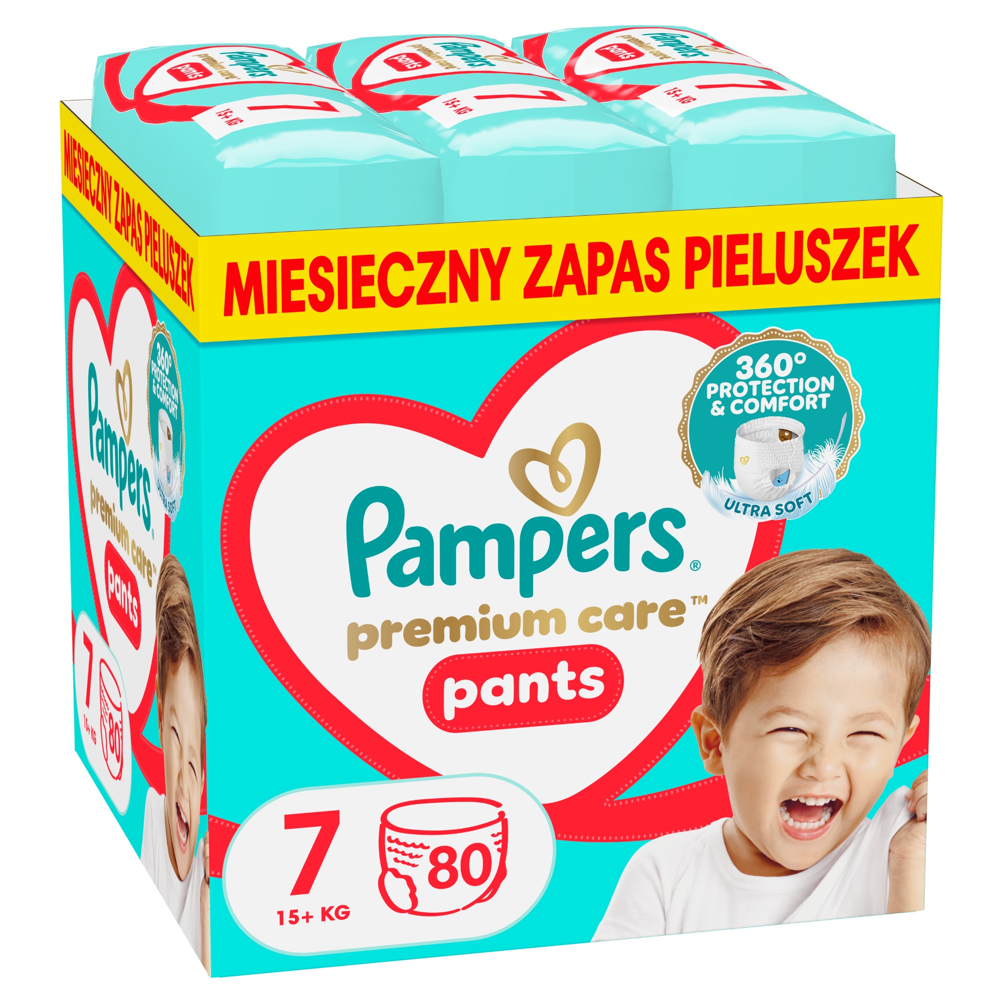 Pampers Premium Care Pieluchomajtki rozmiar 7, 15 kg+, 80 sztuk zdjęcie