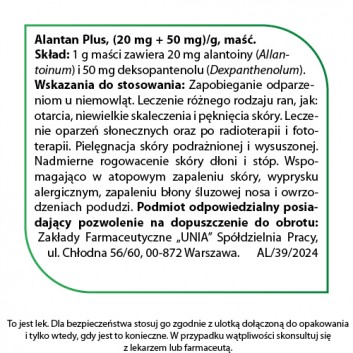 Alantan Plus, (20 mg + 50 mg)/g, maść, 30 g