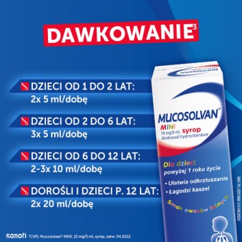 MUCOSOLVAN MINI, syrop na kaszel u dziecka o smaku owoców leśnych, 100 ml