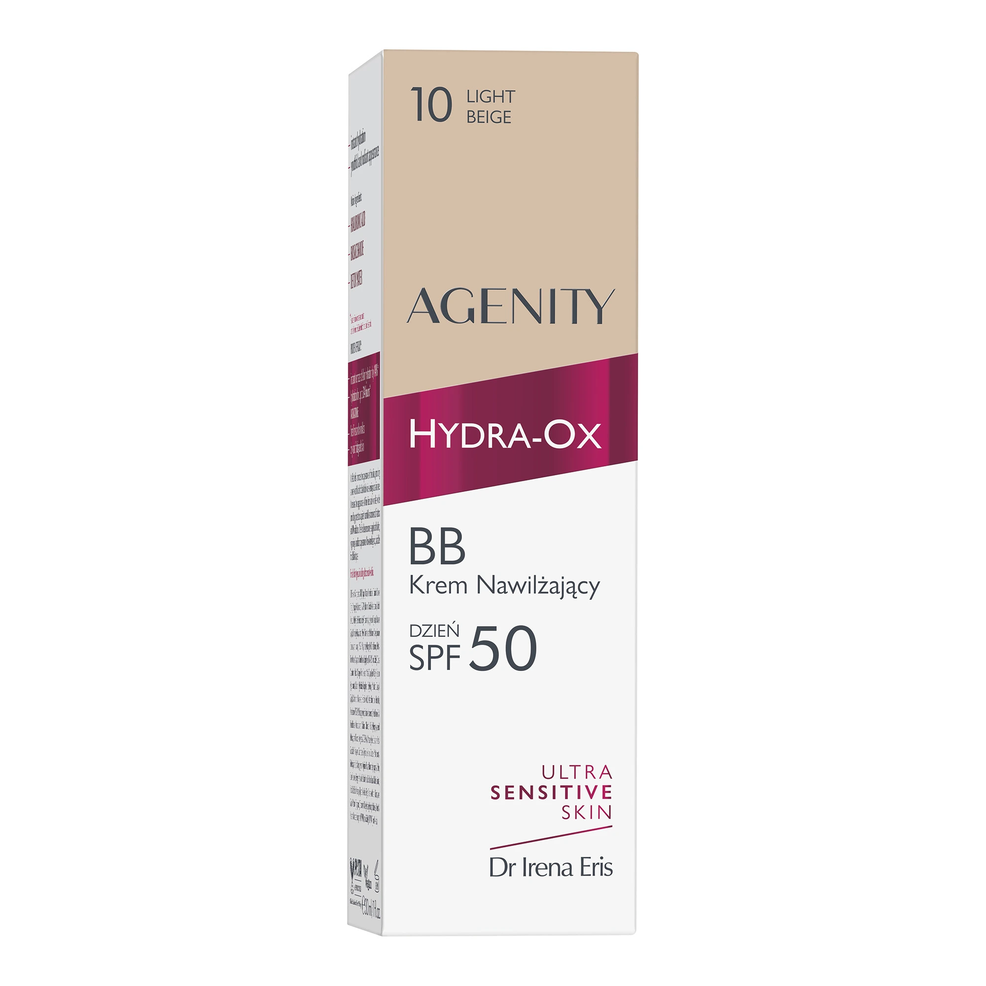 Agenity Hydra-Ox BB, Krem nawilżający 10 light beige SPF 50, 30 ml zdjęcie