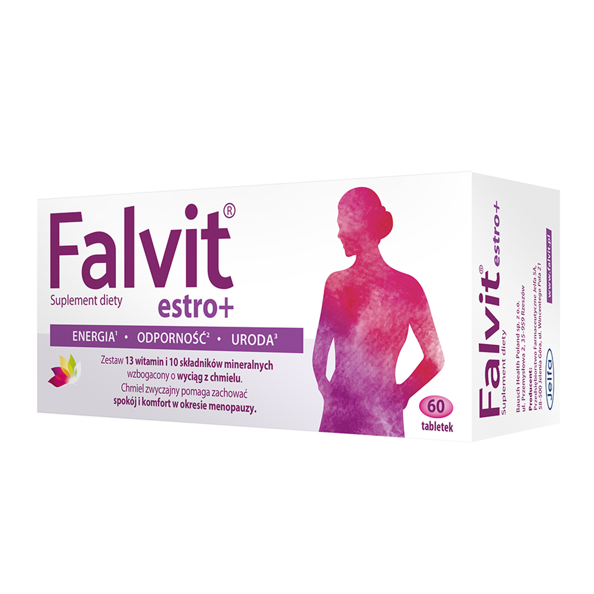 Falvit Estro+ wzbogacony o wyciąg z szyszek chmielu, torebki, 60 sztuk zdjęcie