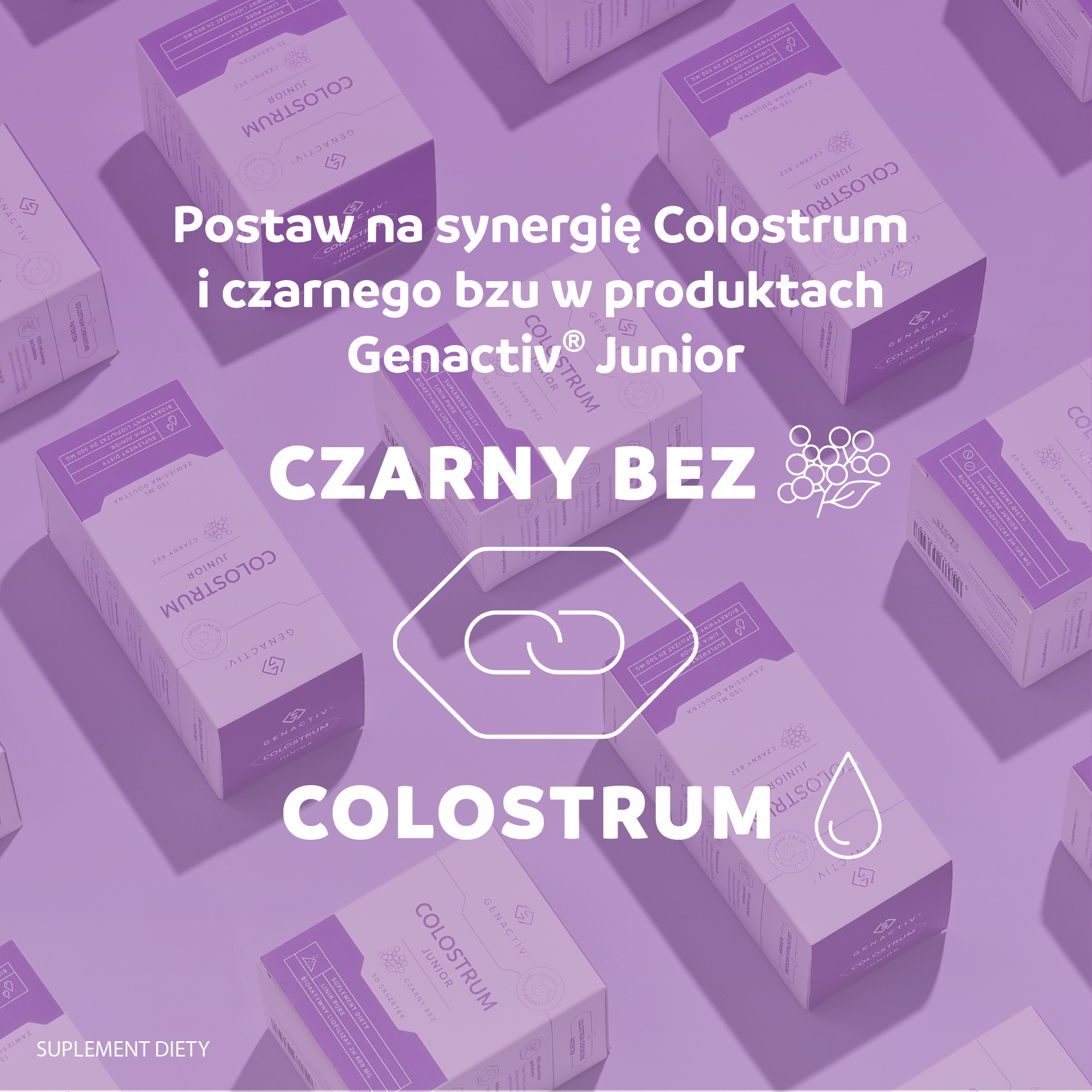 Genactiv, Colostrum Junior, Czarny Bez, zawiesina doustna, 150 ml