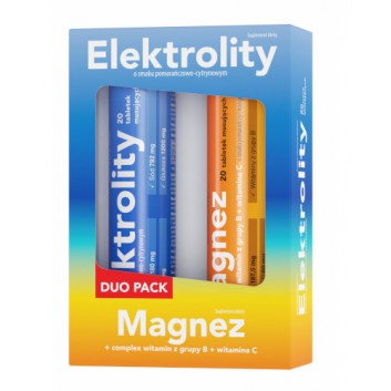 Panawit Duo Pack Elektrolity o smaku pomarańczowo-cytrynowym + Magnez o smaku pomarańczy i mango 20 tabletek musujących + 20 tabletek musujących