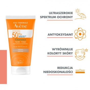 Avene Cleanance bardzo wysoka ochrona koloryzujący SPF 50+ 50 ml
