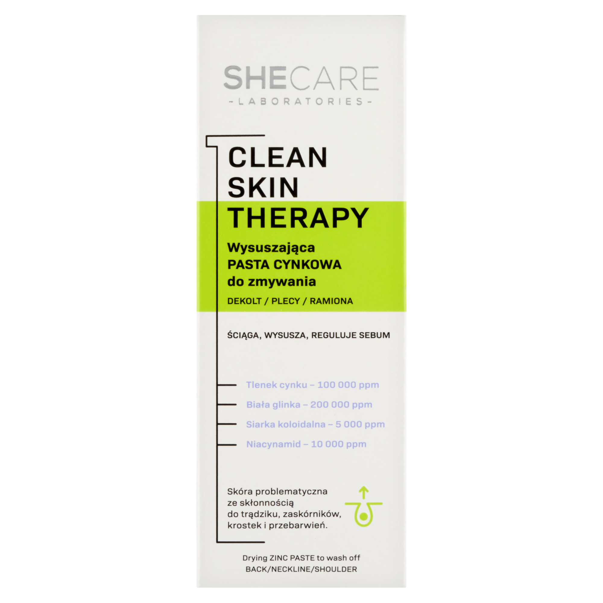 SheCare Laboratories Clean Skin Therapy, Pasta wysuszająca do zmywania cynkowa, 90 g zdjęcie