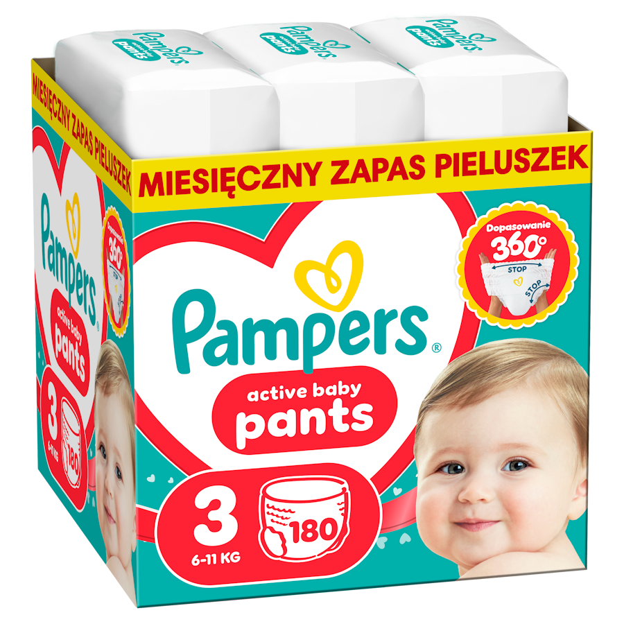 Pampers Active Baby Pieluchomajtki rozmiar 3, 6-11 kg, 180 sztuk zdjęcie