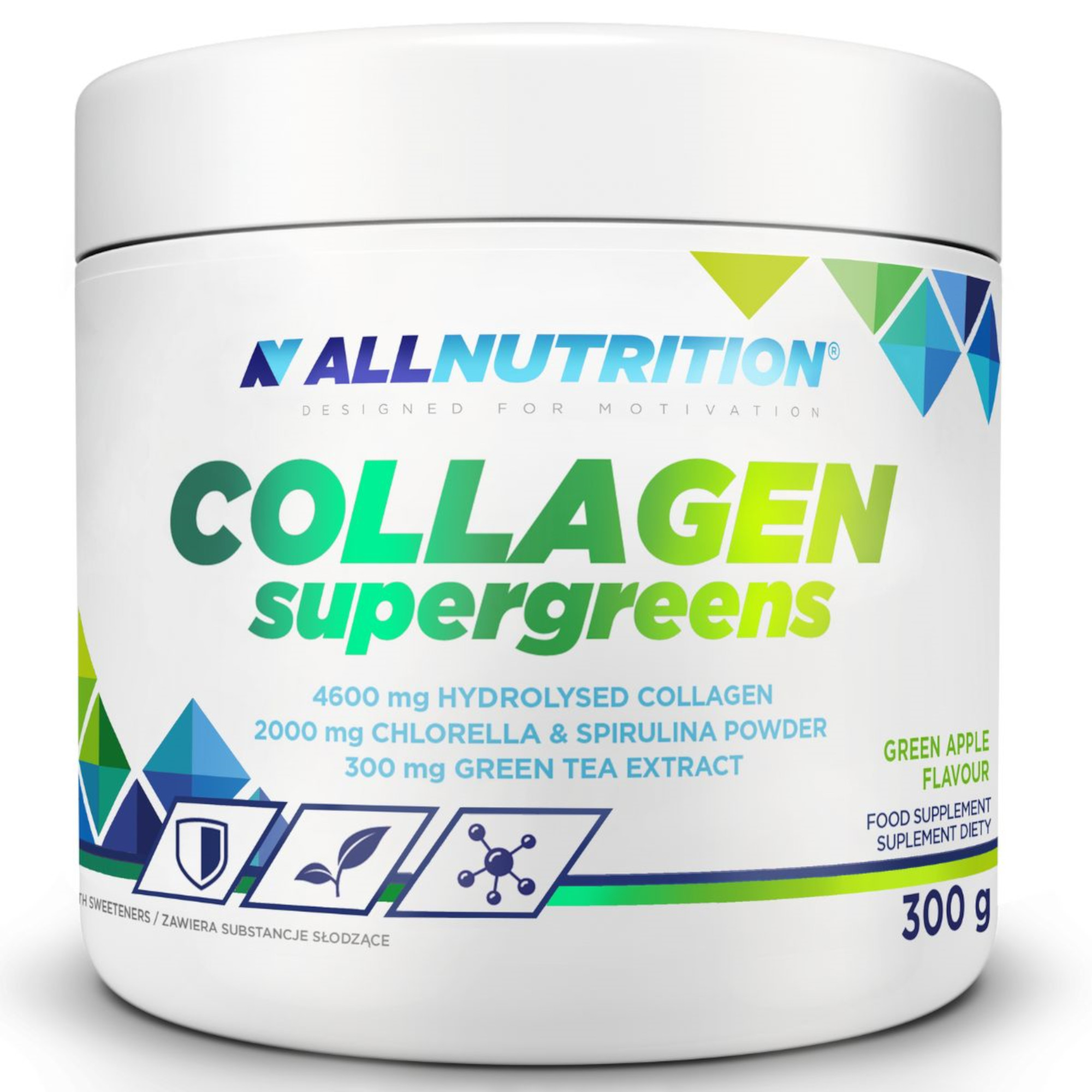 Allnutrition Allnutrition Collagen supergreens, zielone jabłko, 300 g zdjęcie
