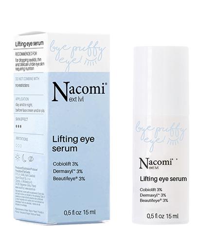 Nacomi Next Level Serum pod oczy na opuchliznę i opadającą powiekę, 15 ml, cena, opinie, wskazania zdjęcie