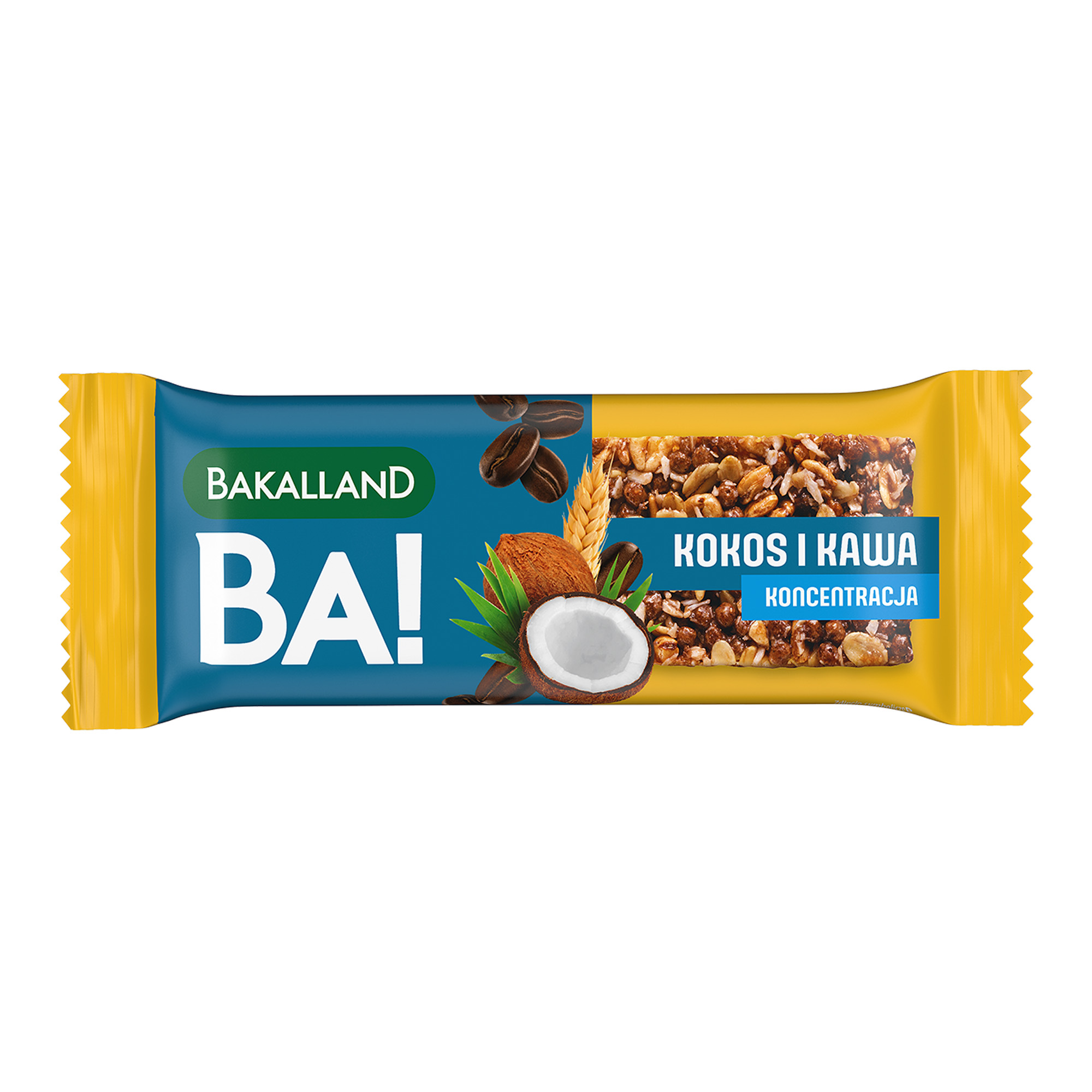 Bakalland BA! Baton zbożowy Kokos i kawa Koncentracja, 35 g zdjęcie