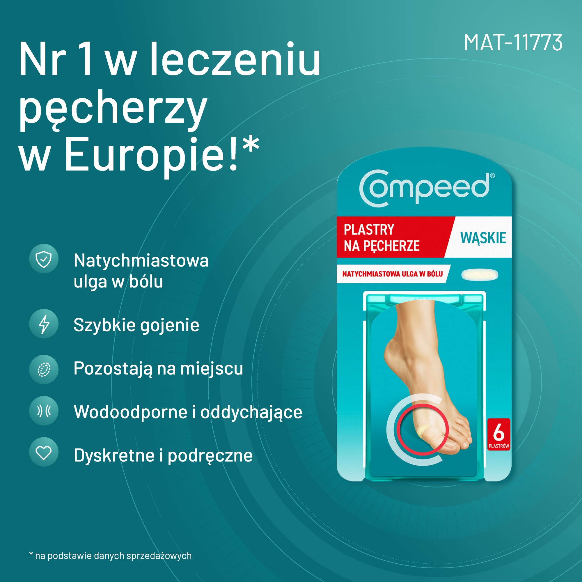 Compeed Plastry na pęcherze wąskie, 6 sztuk
