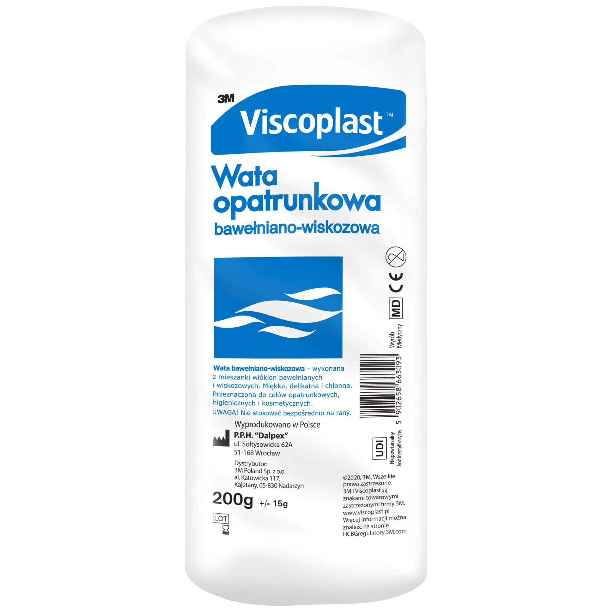 Viscoplast, Wata opatrunkowa bawełniano-wiskozowa, 200 g zdjęcie