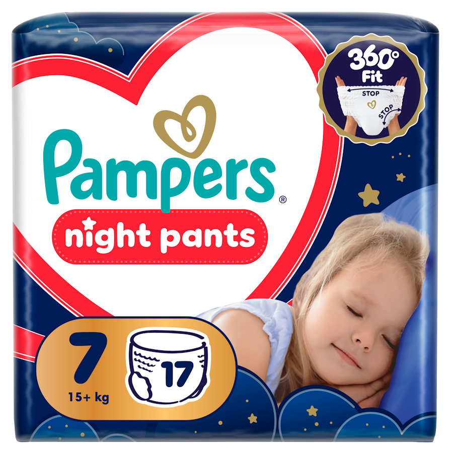 Pampers Night Pieluchomajtki rozmiar 7, 15 kg+, 17 sztuk zdjęcie