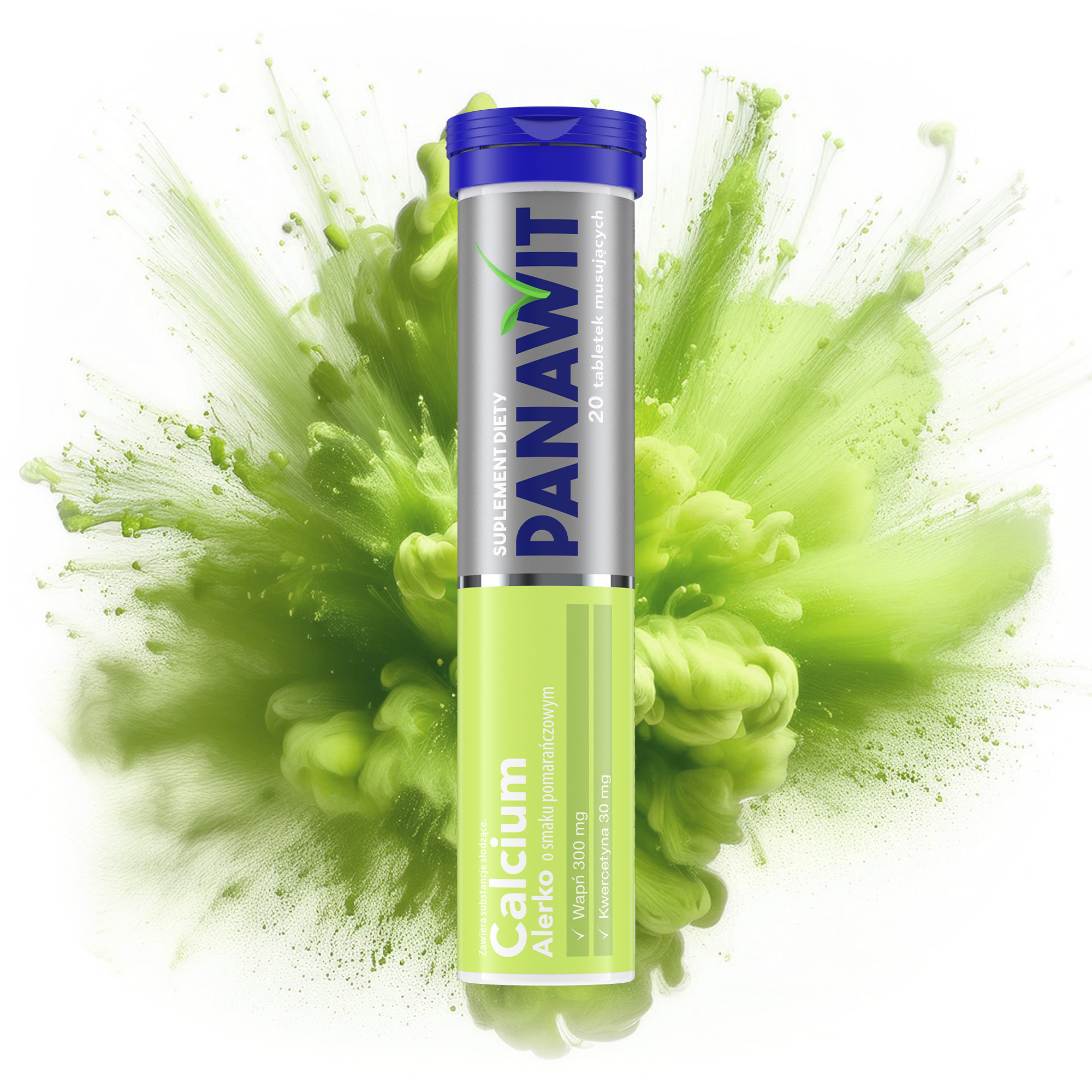 Panawit Calcium Alerko o smaku pomarańczowym, tabletki musujące, 20 sztuk