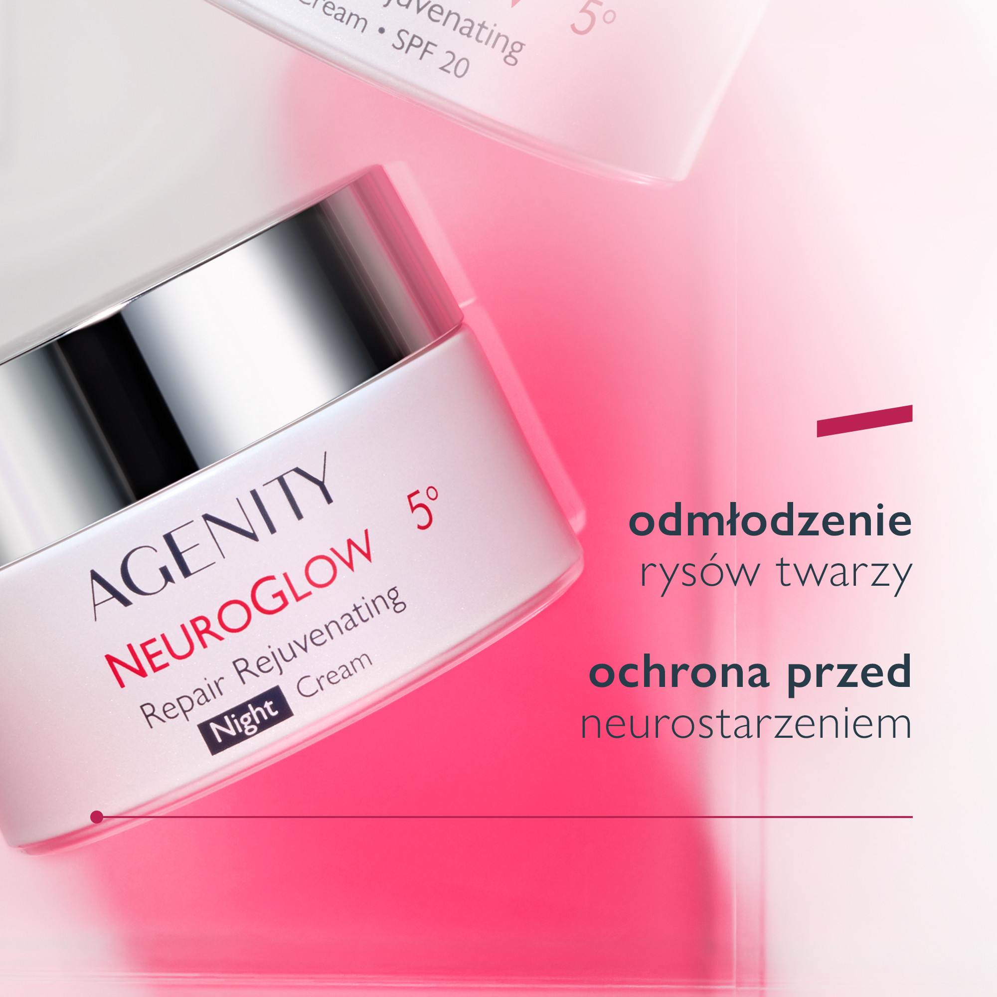 Agenity Neuroglow 5°, Krem odmładzający naprawczy na noc, 50 ml