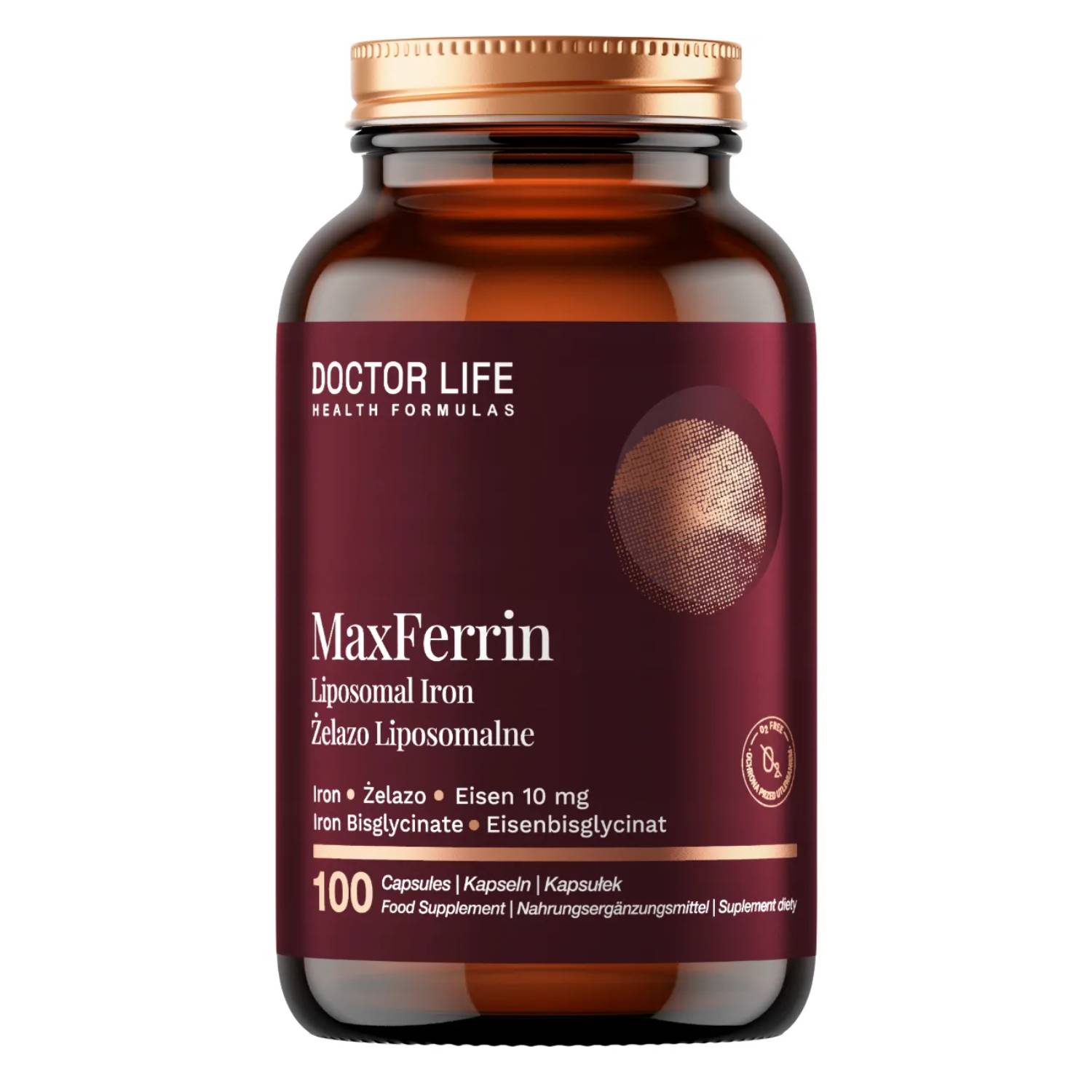 Doctor Life Maxferrin 10 mg Żelazo Liposomalne, 100 kapsułek