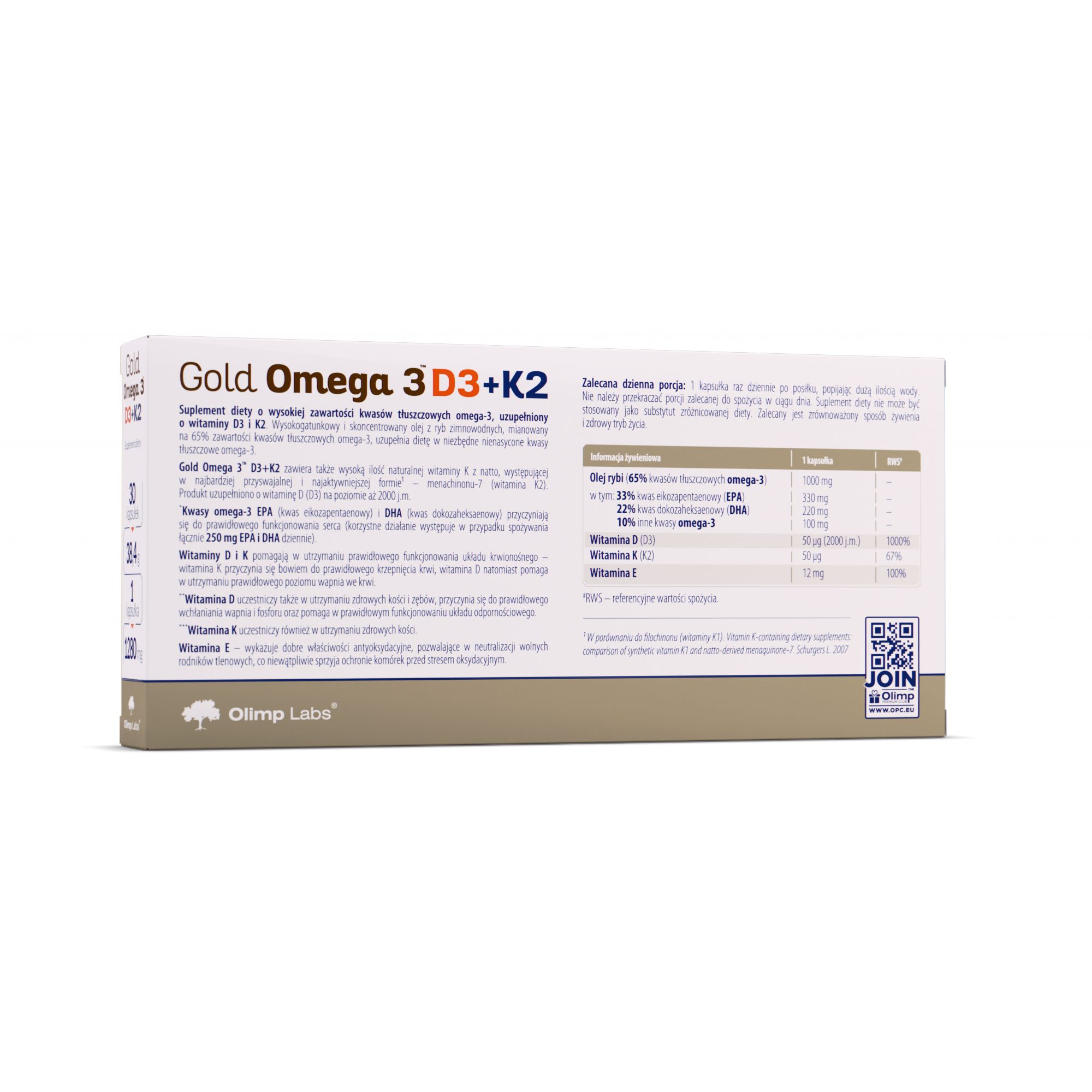 Olimp, Gold Omega 3 D3 + K2, kapsułki, 30 sztuk