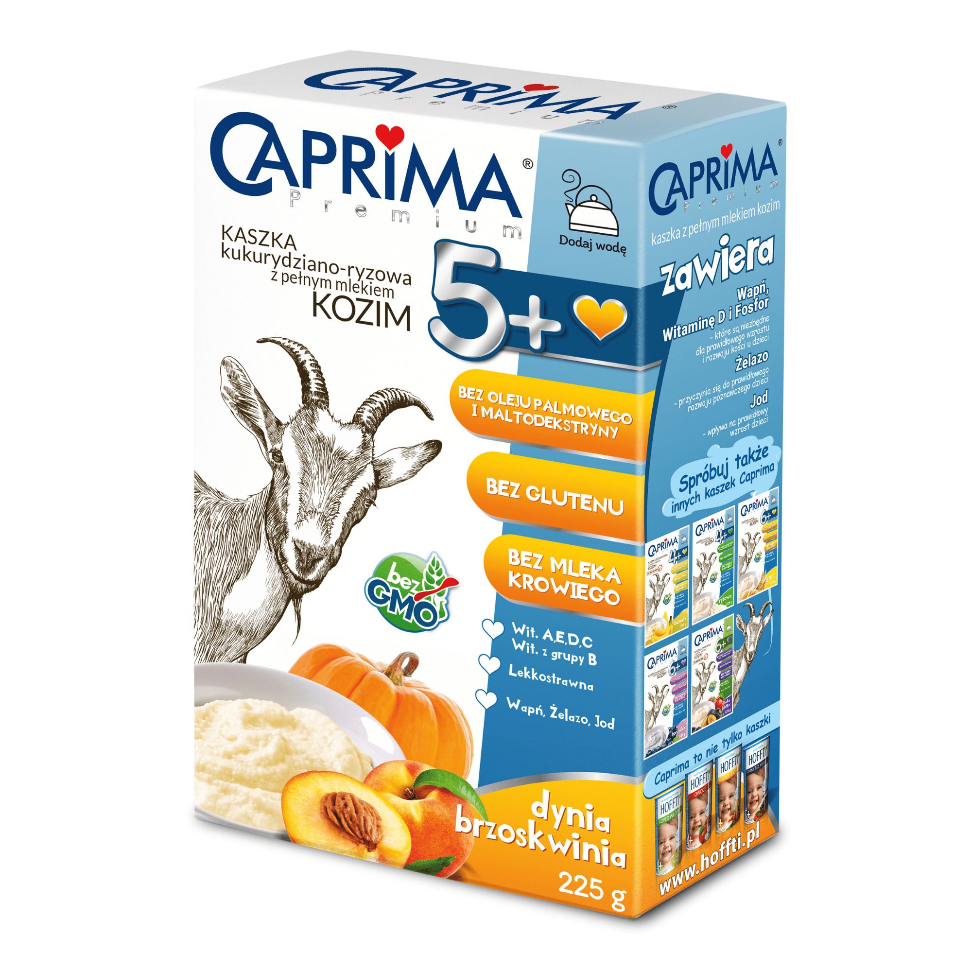 CAPRIMA PREMIUM Kaszka kukurydziano-ryżowa z pełnym mlekiem kozim 5+, 225 g zdjęcie