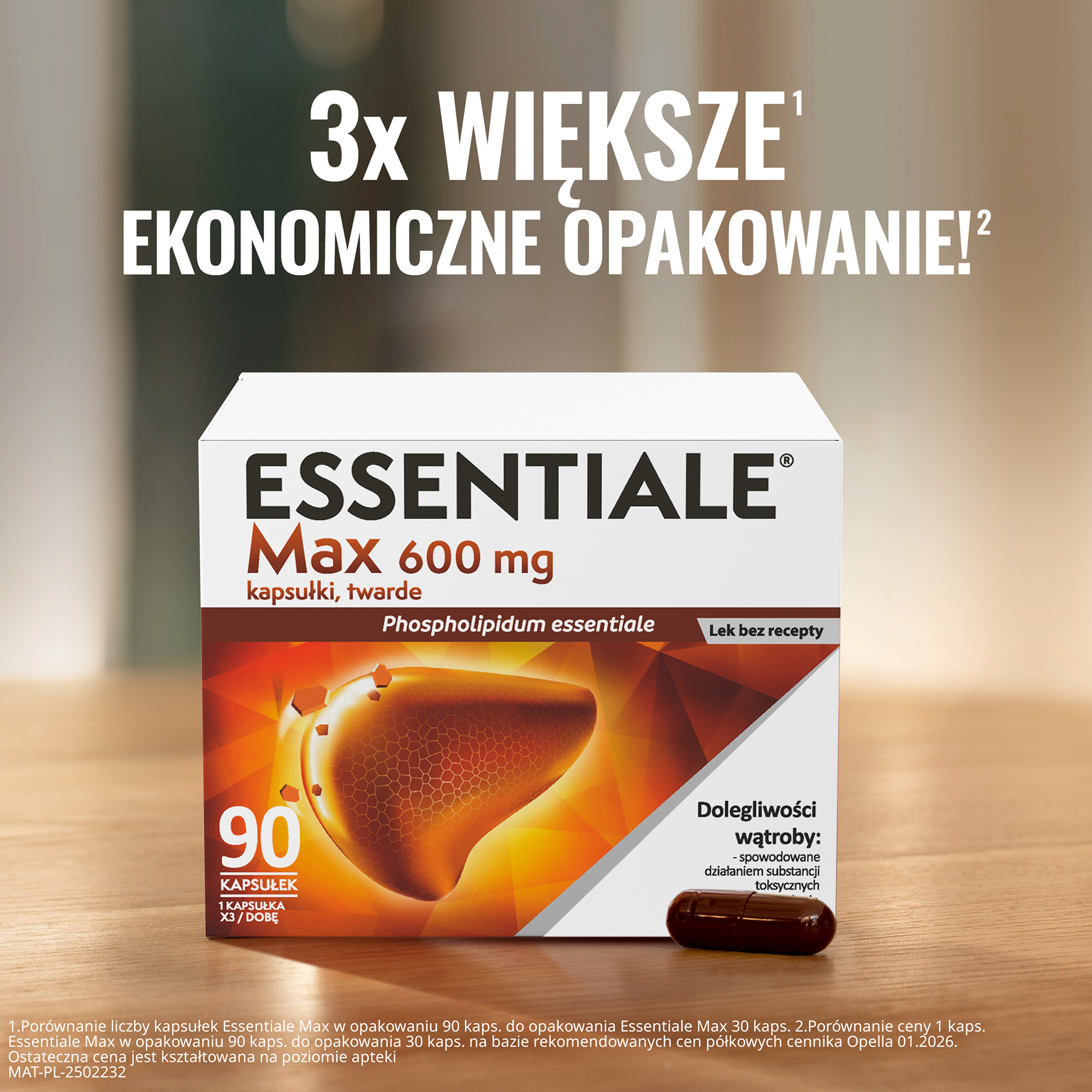 Essentiale MAX, 600 mg, kapsułki twarde, 90 sztuk